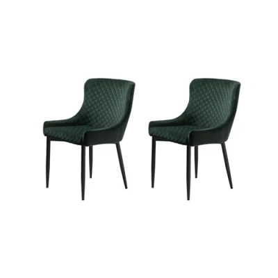 Abbildung von FJORDFORM Esszimmerstuhl, 2&#039;er stühlen, Dunkel grün velvet, Schwarze Beine Chair, Samt, One size