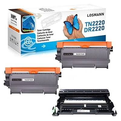 Abbildung von LOSMANN 2X Toner Kartusche &amp; 1x Trommel Kompatibel zu Brother TN2220 TN2010 DR2200 für HL 2215 2240 2240D 2240L 2250DN 2270DW MFC 7360N 7460DN 7860DW DCP 7055 7055W