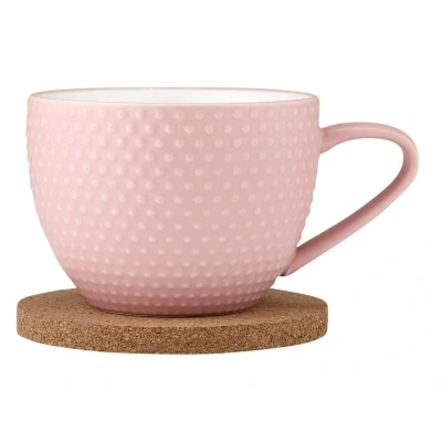 Abbildung von ladelle Abode Textured rosa Tasse mit Untersetzer 0,35 l