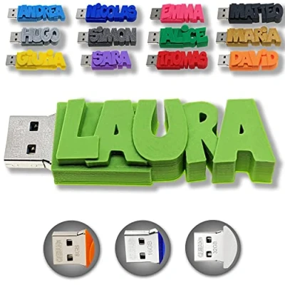 Abbildung von Individueller persönlicher USB Stick Datenstick mit eigenem Namen/Schriftzug und Farbe nach Wahl 3.0 8GB, 16 GB oder 32 einzigartiges Geschenk