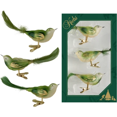 Abbildung von Krebs Glas Lauscha Weihnachtsbaumklammer CBK80874, Weihnachtsdeko, Christbaumschmuck (3 tlg), Vogelsortiment