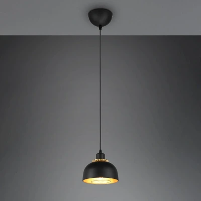 Abbildung von TRIO Leuchten Pendelleuchte Punch, ohne Leuchtmittel, warmweiß kaltweiß, Industrie Look mit Doppelschirm schwarz gold, exkl 1xE27 max 40W