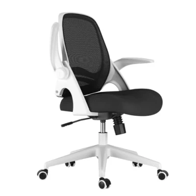 Abbildung von Hbada J1 Bürostuhl, Schreibtischstuhl Bürostuhl ergonomisch mit hochklappbaren Armlehnen, Höhenverstellbarer, Mesh Computerstuhl Leichter Stuhl, Weiß