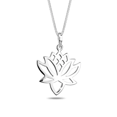 Abbildung von Elli LOTUSBLÜTE Talisman Halskette, Damen, Größe: 45, Silber