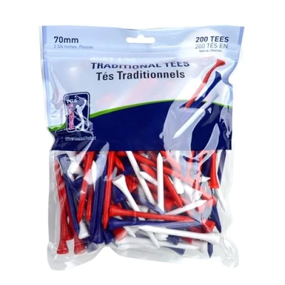 Abbildung von PGA Tour Unisex Erwachsene Golf Tees aus Holz, 7 cm, 200 Stück, Rot/Weiß/Blau, Mehrfarbig, Einheitsgröße