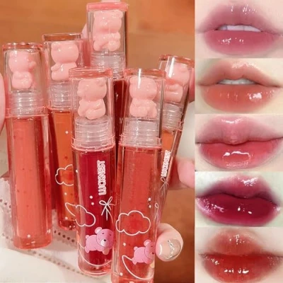 Abbildung von 6Pcs Bear Lip Glaze Flüssig Lippenstift Cute Lipgloss Moisturizing Stain Plumping Water Gloss Waterproof Long Lasting Cheek Rouge Tint Cosmetics