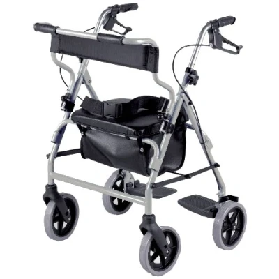 Abbildung von Homecraft Rollator and Transit Chair Combination, Padded Seat &amp; Backrest, Lockable Brakes, Foot Rests Belt for Safety, Walking Mobility Aid, Silver, (Eligible VAT relief in the UK)