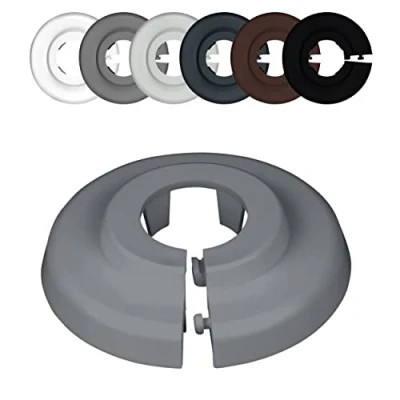 Abbildung von FUX 6 Stück Einzel Rosetten für Heizungsrohre, Abdeckung Heizung 15mm, 18mm, 22mm Polypropylen in Schwarz, Braun &amp; Grau Tönen (22mm, Fenstergrau RAL 7040)