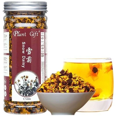 Abbildung von Plant Gift Kunlun Snow Daisy Tea 雪菊 Schnee Gänseblümchen Tee, Chrysantheme chinesischer Naturalflora Kräutertee helfen niedriger Blutdruck, Abnehmen von Schönheit 40g/1.4oz