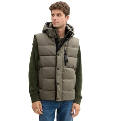 Abbildung von TOM Tailor MIT Abnehmbarer Kapuze Weste, Herren, Größe: XL, Jungle soil green