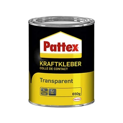 Abbildung von Pattex Kraftkleber Transparent, extrem starker Kleber für höchste Festigkeit, Alleskleber den universellen Einsatz, hochwärmefester glasklarer Klebstoff, 1 x 650g