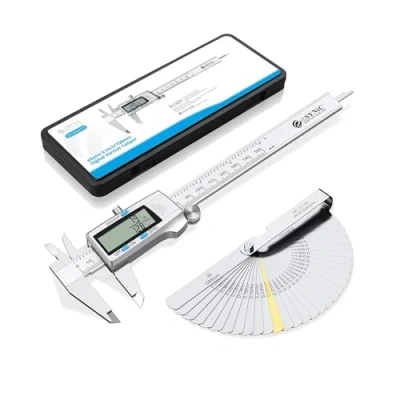 Abbildung von eSynic Digitaler Messschieber 150mm/ 6 Zoll Edelstahl Schieblehre Elektronisch Zoll/Metrisch/Fraktion Umrechnung für Abständen Durch Tiefen Innendurch Außendurchmesser Silber
