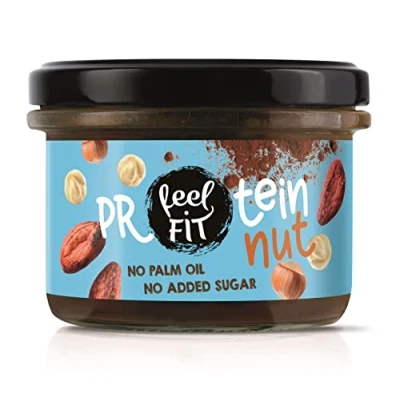 Abbildung von Feel FIT Protein Nut Kakao Haselnuss Aufstrich, ohne Zuckerzusatz, 19% Eiweißcreme, Palmöl, geschmeidige Konsistenz (6 x 200 g)
