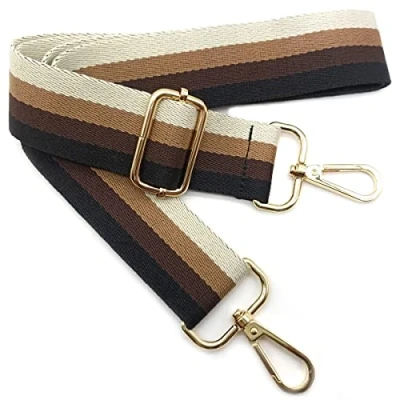 Abbildung von Verstellbarer Schultergurt Tasche Braun, Taschengurte zum Wechseln, Taschengurt Breit mit Karabiner Gold, Schulterriemen 80 130 cm für Damen Schultertaschen, Moderne Handtasche Accessoires, 3.8cm, 05