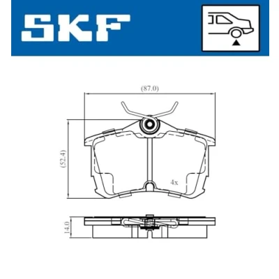 Abbildung von SKF VKBP 90897 A Bremsbelagsatz mit akustischer Verschleißwarnung HONDA: Accord 7 Limousine, Tourer, 6 Limousine