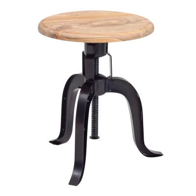 Abbildung von WOHNLING Drehhocker Metall / Holz Massiv 39x62,5x39 cm Dekohocker Hocker Rund