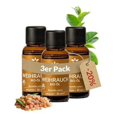 Abbildung von Heldengrün© BIO Weihrauchöl [100% NATURREIN] Reines Weihrauch Öl Duftöl in Parfumqualität Nachhaltiger Wildwuchs Frankincense Oil 3 x 30 ml
