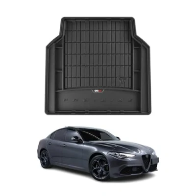 Abbildung von OMAC Gummi Kofferraumwanne kompatibel mit Alfa Romeo Giulia 2015 2024 TPE Laderaumwanne