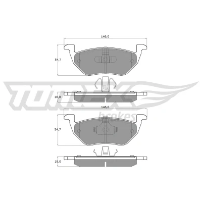 Abbildung von TOMEX brakes TX 18 95 Bremsbelagsatz Hinterachse nicht für Verschleißwarnanzeiger vorbereitet FORD: Maverick SUV, MAZDA: Tribute Station Wagon