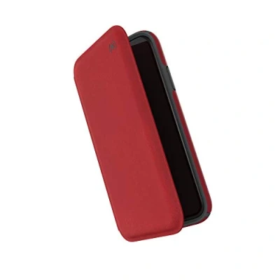 Abbildung von Speck iPhone XR Schutzhülle mit Klappe Folio Case Handyhülle Schützende Hülle Tasche Dünne Schale Hardcase Beständig für Apple Presidio Rot/Grau