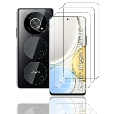 Abbildung von FWKDWHPH [3+3 Stück Temperglas Schutzfolie für Honor Magic4 Lite 5G Panzerglas und Kamera Schutzfolie,9H Härte,kratzfest,blasenfrei,HD Displayschutz