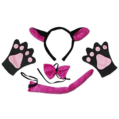 Abbildung von Petitebelle Stirnband Bowtie Schwanz Handschuhe 4pc Kostüm Einheitsgröße Hot Pink Wolf