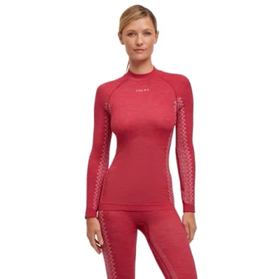 Abbildung von FALKE Damen Baselayer Shirt Wool Tech Round Neck W L/S SH Wolle Funktionsmaterial schnelltrocknend 1 Stück, Rot (Red 8644) Trend, XL