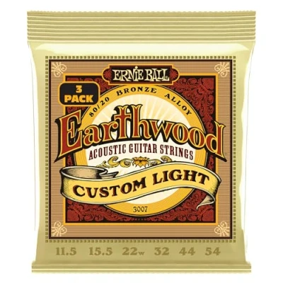 Abbildung von Ernie Ball Earthwood Custom Light Akustik Gitarrensaiten, 80/20 Bronze, 3er Pack, Stärke 11.5 54 Gauge