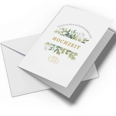 Abbildung von Glückwunschkarte Hochzeit/Trauung/Ehe Set aus Din A6 Klappkarte und Umschlag Karte Hochzeit, Hochzeitskarte, Glückwünsche Hochzeit (Variante: Blumig)