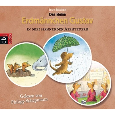 Abbildung von Das kleine Erdmännchen Gustav in drei spannenden Abenteuern: Spurlos verschwunden; Nachts auf dem Sambesi; vor, noch ein Tor!
