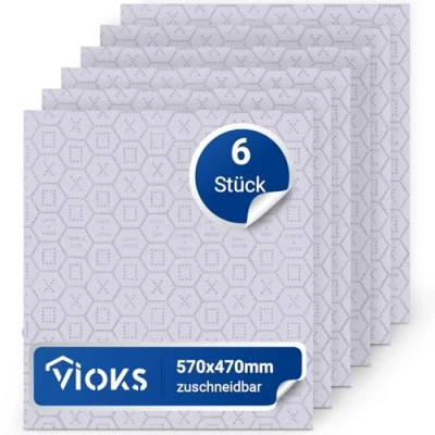 Abbildung von VIOKS 6x Fettfilter Dunstabzugshaube Universal 570x470mm mit Sättigungsanzeige Filtermatte Dunstabzugshaube/Filter Zuschneidbar