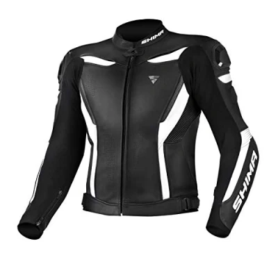 Abbildung von SHIMA CHASE Motorradjacke Herren Sport Biker Lederjacke Männer Belüftet Sommer mit Schulter Schleifers, Schulter, Ellbogen und Rückenprotektoren, Verstärkte Doppelnähte (Weiß, 48)