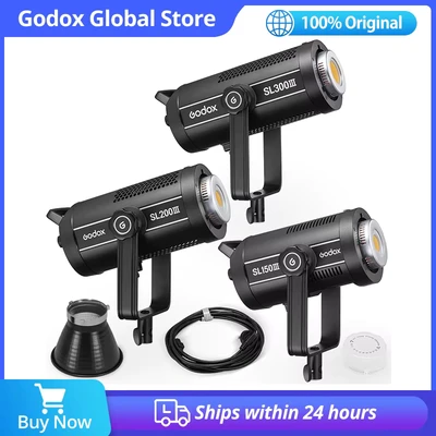 Abbildung von Godox SL150III SL200III SL300III LED Videoleuchte, 150 W, Bowens Halterung, Tageslicht, symmetrisch, 5600 K, 2,4 G, kabelloses X System für Interview