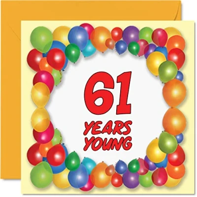 Abbildung von Lustige Geburtstagskarte zum 61. Geburtstag für Männer und Frauen Jahre jung Happy Birthday Karte Vater, Onkel, Großvater, Nanny, Cousin, Großmutter, Tante, Oma, 145 mm x Grußkarten,