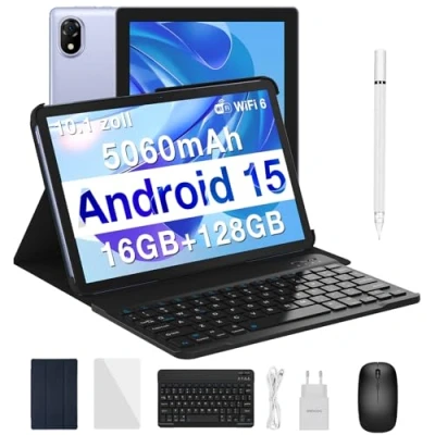 Abbildung von DOOGEE U10 Android 15 Tablet 10 Zoll, 16GB RAM+128GB ROM(2TB TF) mit Tastatur, WiFi 6 Gaming Tablets Widevine L1, 8MP+5MP, 5060mAh, Kinder Stift, Maus, Hülle, Schutzfolie