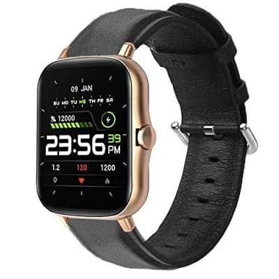 Abbildung von Onetuo Armband Kompatibel Für Togala Smartwatch, Leder Classic Ersatz Uhrenarmband 1.69&#039;&#039; Smartwatch (Schwarz)
