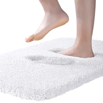 Abbildung von ROLIZOE Extrem Dicker Badematte rutschfest Badteppich Hochsaugfähige Badezimmerteppich Superweicher Badeteppich Mikrofaser Badvorleger Maschinenwaschbar 40 x 60cm,Weiß