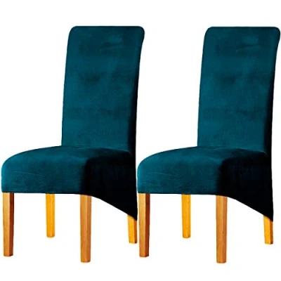 Abbildung von LANSHENG Stretchy XL Stuhlbezüge für Esszimmerstühle, Stretch Spandex mit Gummiband Stuhlbezug,Velvet Large Dining Chair Schonbezüge Restaurant Hotel Party Bankett (Blaugrün,2er Set (Groß))