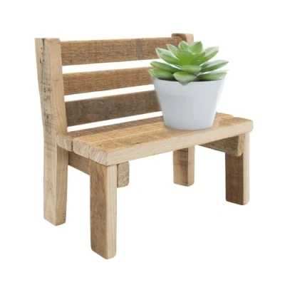 Abbildung von Spetebo Miniatur Dekobank aus Holz 23 x 21 cm Deko Blumenbank klein naturbelassen Gartendeko Mini Holzbank Blumenständer Pflanzen Blumen Bank