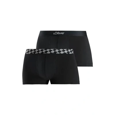 Abbildung von s.Oliver Herren Boxershorts im 2er Pack mit Logobund, schwarz