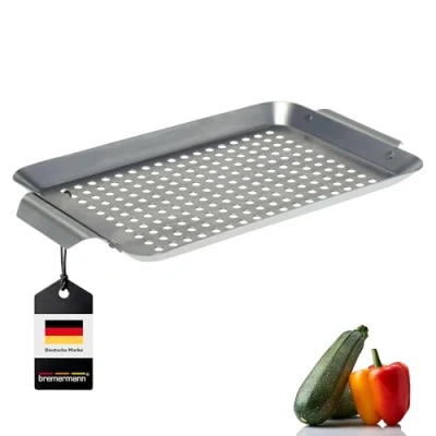 Abbildung von bremermann Grillplatte 32 x 1,5 18,5 cm Edelstahl Grillkorb Grillpfanne (1)