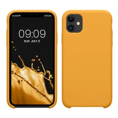 Abbildung von kwmobile Hülle kompatibel mit Apple iPhone 11 Silikon Handy Case Handyhülle weiche Oberfläche kabelloses Laden Mango