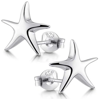 Abbildung von Materia Paar Ohrstecker Damen Silber Seestern Meerestier Hochglanz Ø13mm SO 36, 925 Sterling Silber, rhodiniert