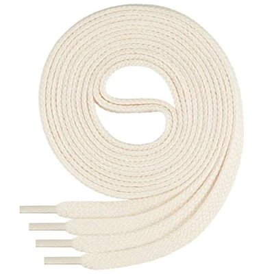 Abbildung von Di Ficchiano 1Paar flache SCHNÜRSENKEL aus 100% Baumwolle für Sneaker Sportschuhe sehr reißfest ca. 7 mm breit Schuhbänder ecru Schuhriemen Farbe: 100cm