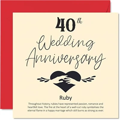Abbildung von Stuff4 Glückwunschkarte zum 40. Hochzeitstag für Ehemann, Ehefrau, Freund, Freundin Karte zur Rubinhochzeit Frauen, Männer, sie ihn, 145 mm x