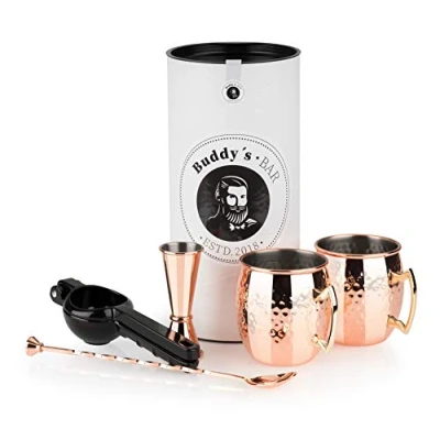 Abbildung von Buddys Cocktail Set &quot;Buddy&#039;s Bar&quot;, (Set, 5 tlg.), 2 x 500 ml Becher, 27 cm Barlöffel, cl Barmaß &amp; schw. Limettenpresse
