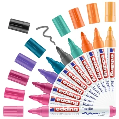 Abbildung von edding 4500 Textilmarker Rundspitze 2 3 mm Textilstifte waschmaschinenfest (60 C) zum Stoff bemalen Stoffmalstift (Sortiert Trend)