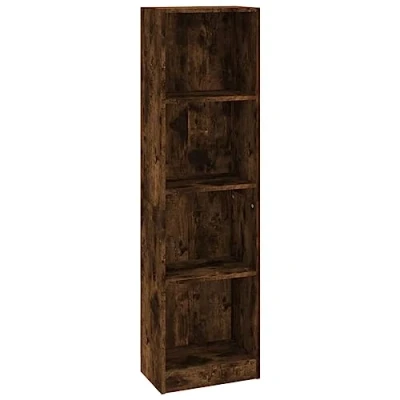 Abbildung von vidaXL Bücherregal, Bücherschrank 4 geräumigen Fächern, Standregal für Schlafzimmer Büro Wohnzimmer, Büroregal Aktenregal Regal, Räuchereiche Holzwerkstoff