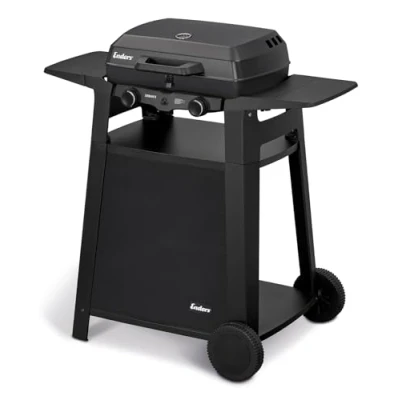Abbildung von Enders Urban II Trolley, Tischgrill mit Grillen , Kochen und Backen Funktion, 2 Brenner Edelstahl, Grill Thermometer, Balkon Camping Grill, Aluguss Gehäuse, Gusseisen Rost #207072