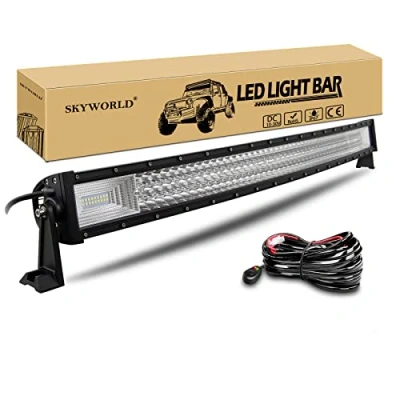 Abbildung von SKYWORLD LED Arbeitsscheinwerfer Bar, 42 Zoll 106.7cm 54000LM Gebogen Scheinwerfer Flutlicht combo Offroad Beleuchtung mit Kabelbaumsatz für 4x4 SUV ATV UTV Auto traktor Bagger LKW KFZ weiß 12V 24V